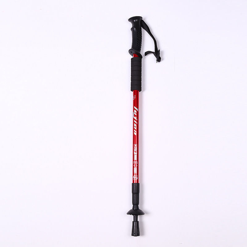 Adjustable 2X Hiking Trekking Poles - Durable Walking Sticks for Camping - Red 