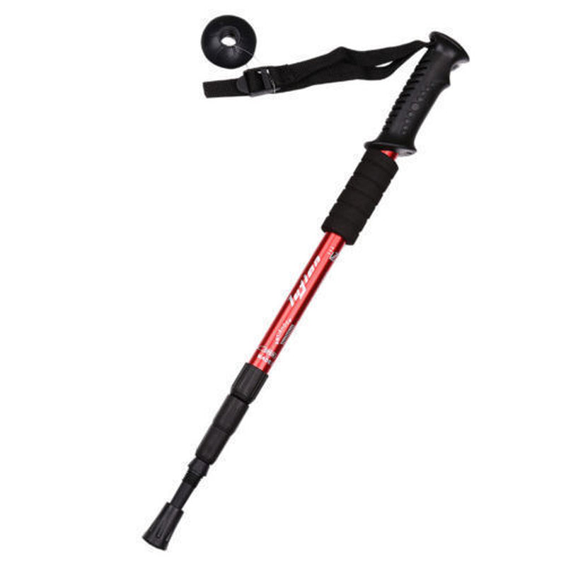 Adjustable 2X Hiking Trekking Poles - Durable Walking Sticks for Camping - Red 