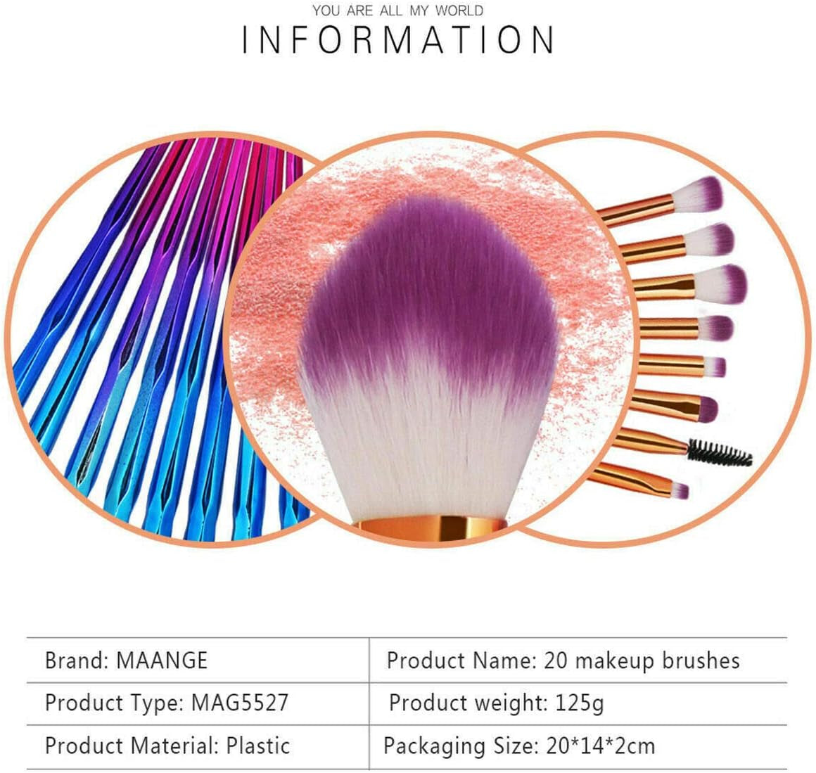20PCS Diamond Unicorn Eye Makeup Brush Set – Blue & Pink Eyeshadow & Blending Brushes