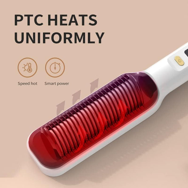 Negative Ion Hair Straightener & Styling Comb (Pink)