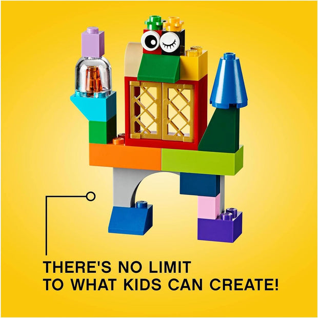 Classic Large Creative Brick Box – Colorful Building Set for Kids 4+ | Includes Doors, Windows, Wheels & Baseplate