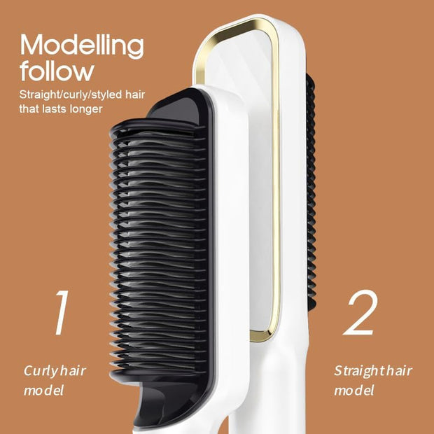 Negative Ion Hair Straightener & Styling Comb – Frizz-Free, Sleek Hair (Black)
