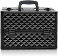 Portable Beauty Makeup Cosmetic Case Organiser Carry Bag Box Diamond W/Strap (Diamond Black)