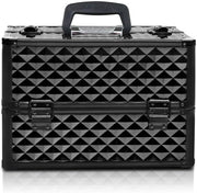 Portable Beauty Makeup Cosmetic Case Organiser Carry Bag Box Diamond W/Strap (Diamond Black)