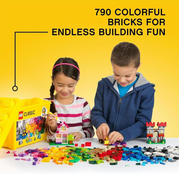 Classic Large Creative Brick Box – Colorful Building Set for Kids 4+ | Includes Doors, Windows, Wheels & Baseplate