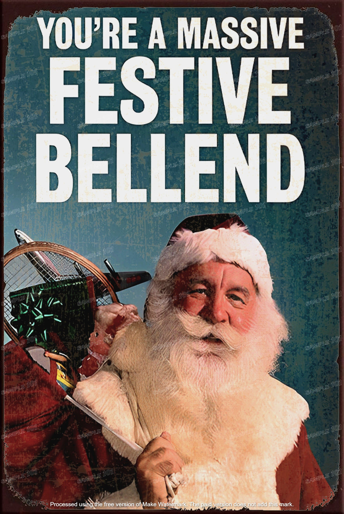 FESTIVE BELLEND Santa Christmas Claus Vintage Rustic Look Home Wall Décor Bar Wall Tin Metal Signs