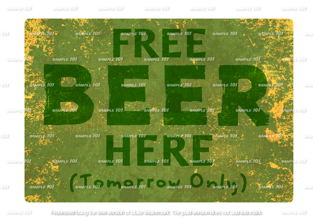 Vintage metal sign with a weathered, distressed finish displaying the playful phrase 'Free Tomorrow Only' in bold, retro-style lettering. The sign has a classic, aged look with faux rust spots and scratches, and features pre-drilled holes for easy hanging.