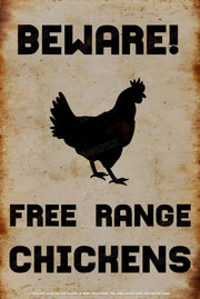 FREE RANGE CHICKENS Retro Vintage Rustic Look Home Classic Shed Garage Reproduction Bar Wall Tin Metal Signs
