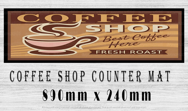 FRESH ROAST Coffee Menu Bar Runner (890mm x 240mm) Home Coffee Shop Barware Coffee Mat