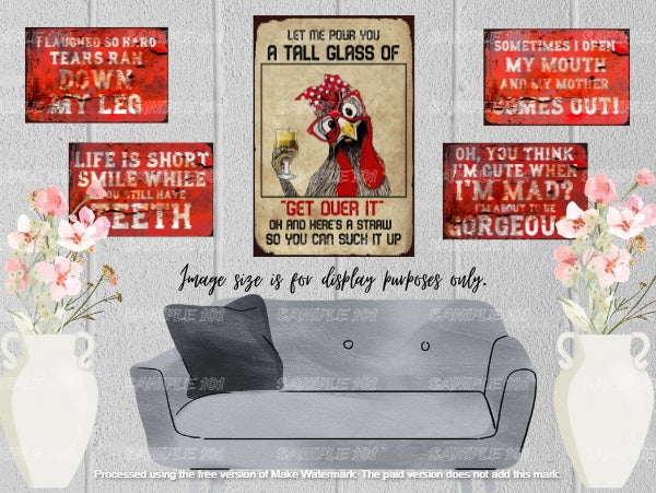 GET OVER IT Vintage Retro Home Wall Shed Garage Poster Décor Bar Wall Tin Metal Signs