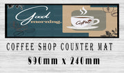  Buy GOOD MORNING Coffee Mat: Keep Your Coffee Station Spotless! (890mm x 240mm)