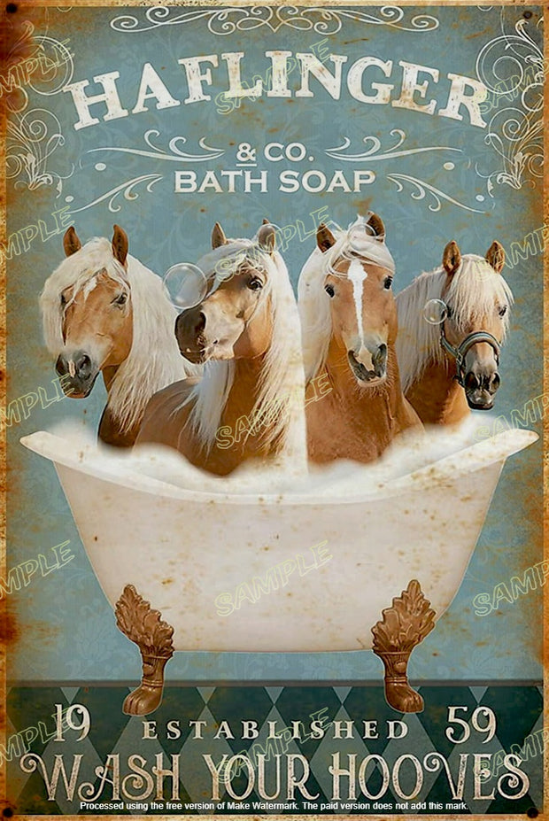 HAFLINGER BATH Retro Shed Garage Home Office Decorative Wall Rustic Look Tin Metal Signs