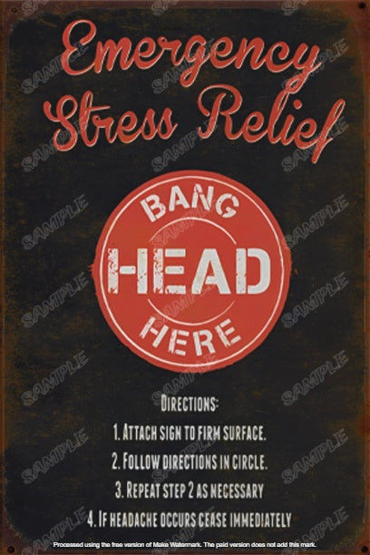 HEAD BANG HERE Retro Vintage Rustic Look Home Classic Funny Resto Café Reproduction Bar Wall Tin Metal Signs
