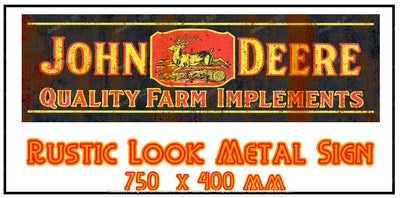 JD IMPLEMENTS Vintage Rusted Look 750 x 400 mm Quality Sublimated Metal Sign