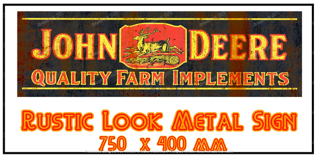 JD IMPLEMENTS Vintage Rusted Look 750 x 400 mm Quality Sublimated Metal Sign