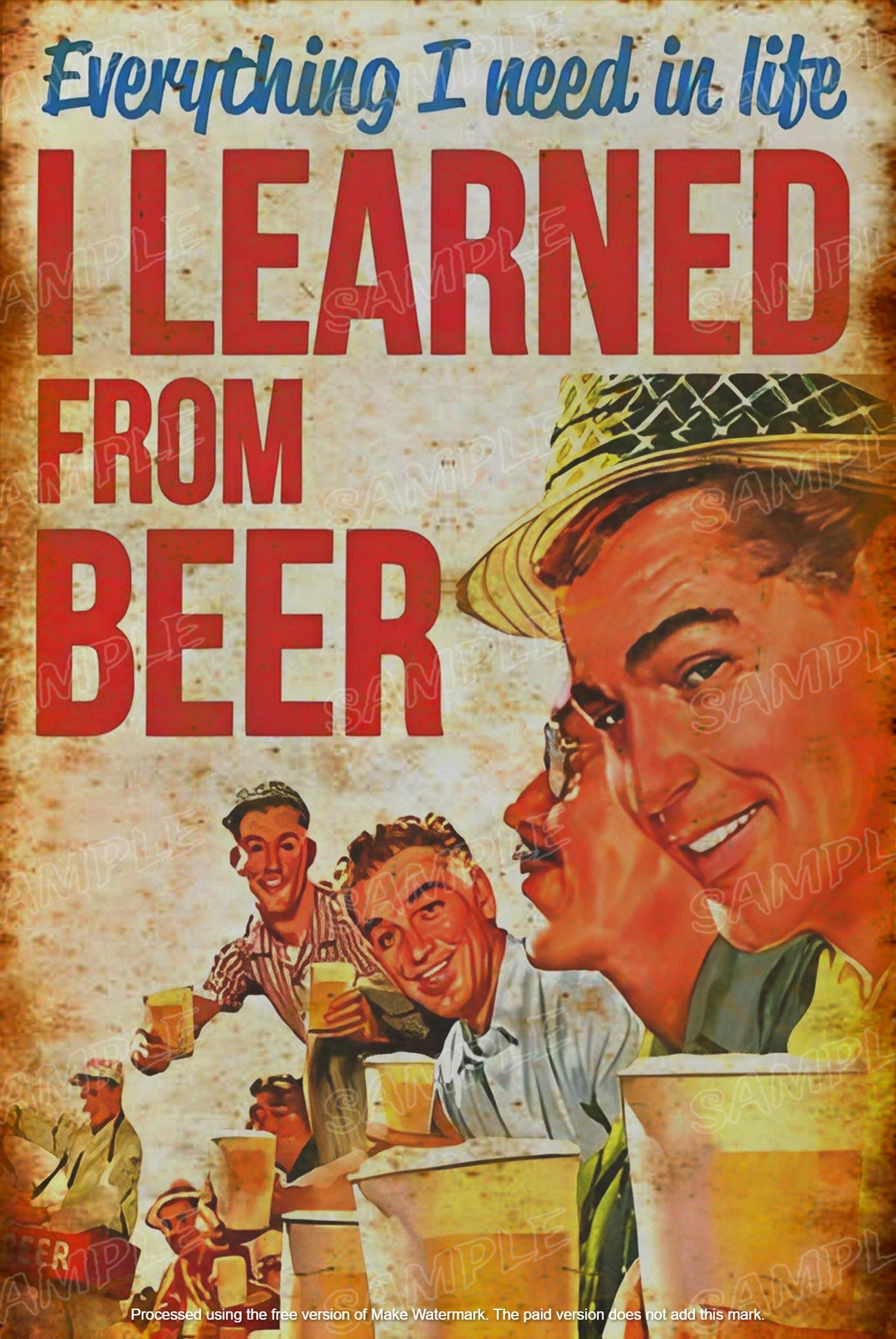 LEARNED FROM BEER Rustic Look Home Wall Décor Reproduction Bar Wall Tin Metal Signs