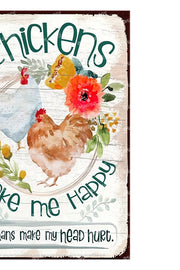 MAKE ME HAPPY Vintage Retro Home Wall Chicken Poster Décor Bar Wall Tin Metal Signs