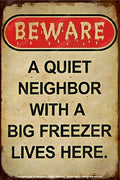 NEIGHBOR & FREEZER Retro Vintage Rustic Look Home Classic Funny Resto Café Reproduction Bar Wall Tin Metal Signs