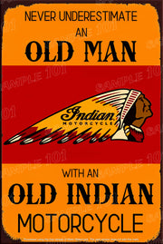 OLD INDIAN Rustic Look Home Motorcycle Wall Décor Reproduction Bar Wall Tin Metal Signs
