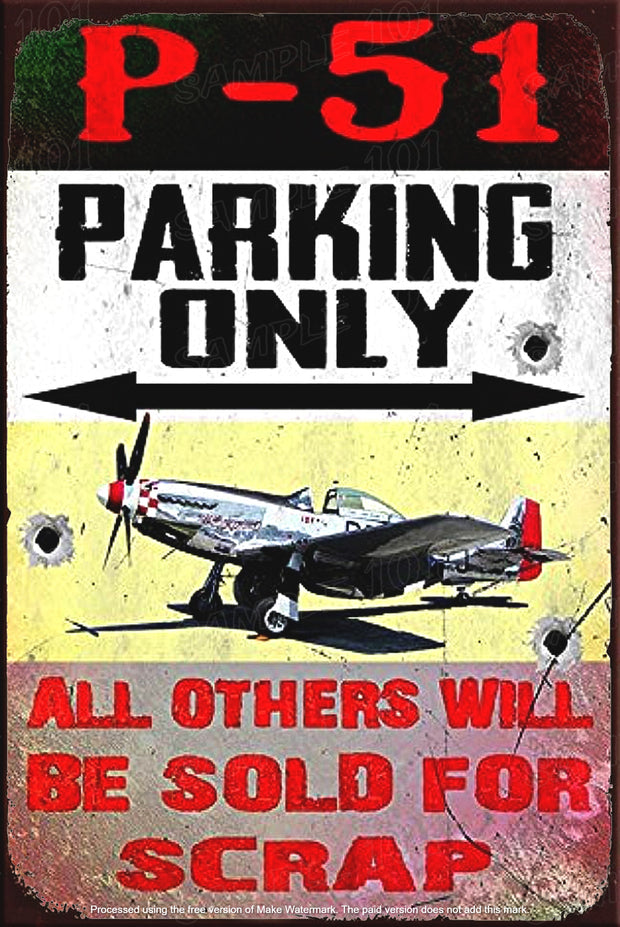 P51 PARKING Rustic Look Home Washing Wall Décor Reproduction Bar Wall Tin Metal Signs