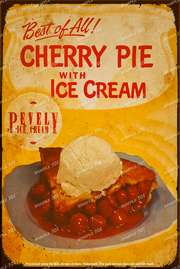 CHERRY PIE Ice Cream Vintage Retro Look Metal Tin Signs Man Cave, Shed & Bar Sign