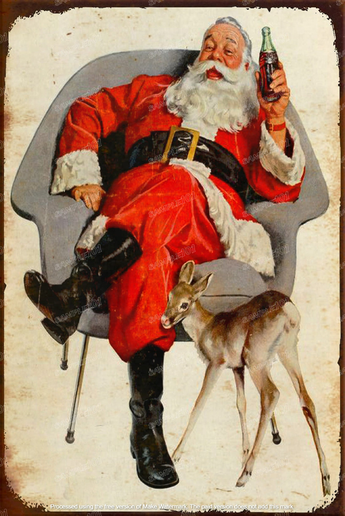 REST TIME Santa Claus Vintage Rustic Look Home Wall Décor Bar Wall Tin Metal Signs