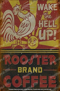 ROOSTER COFFEE Retro Vintage Rustic Look Home Classic Funny Resto Café Reproduction Bar Wall Tin Metal Signs
