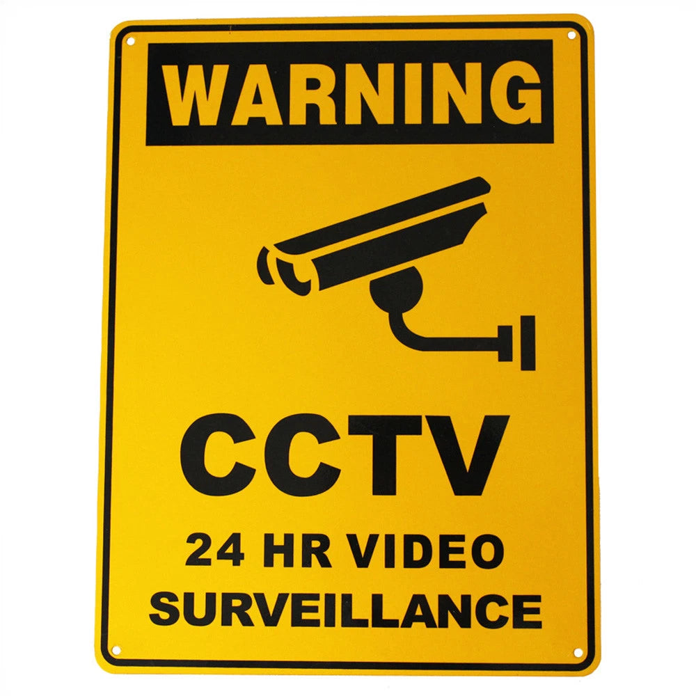 Warning Sign Metal Security Camera CCTV 300x200mm Under 24h