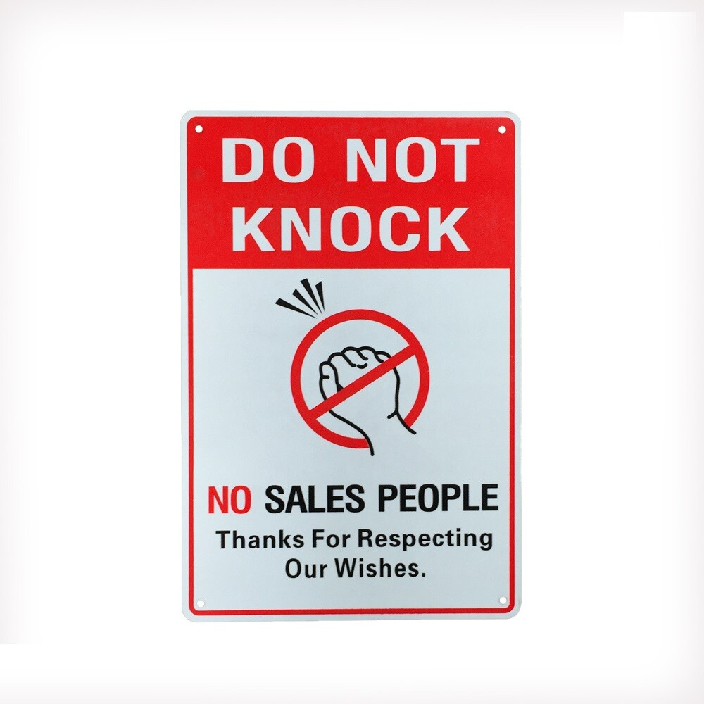 Warning Sign DO NOT KNOCK SALES PEOPLE 200x300mm Metal Private Home Notice - Tin Sign Factory Australia