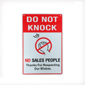 Warning Sign DO NOT KNOCK SALES PEOPLE 200x300mm Metal Private Home Notice - Tin Sign Factory Australia