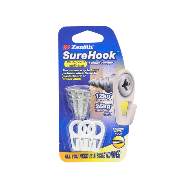 Zenith 12 / 25kg Zinc Plated SureHook Picture Hanger 