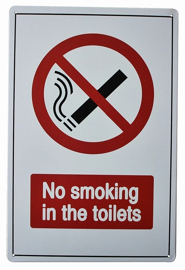 No Smoking in the Toilets Sign Metal Tin Restroom Warning Bathroom Wall Decor - Tin Sign Factory Australia