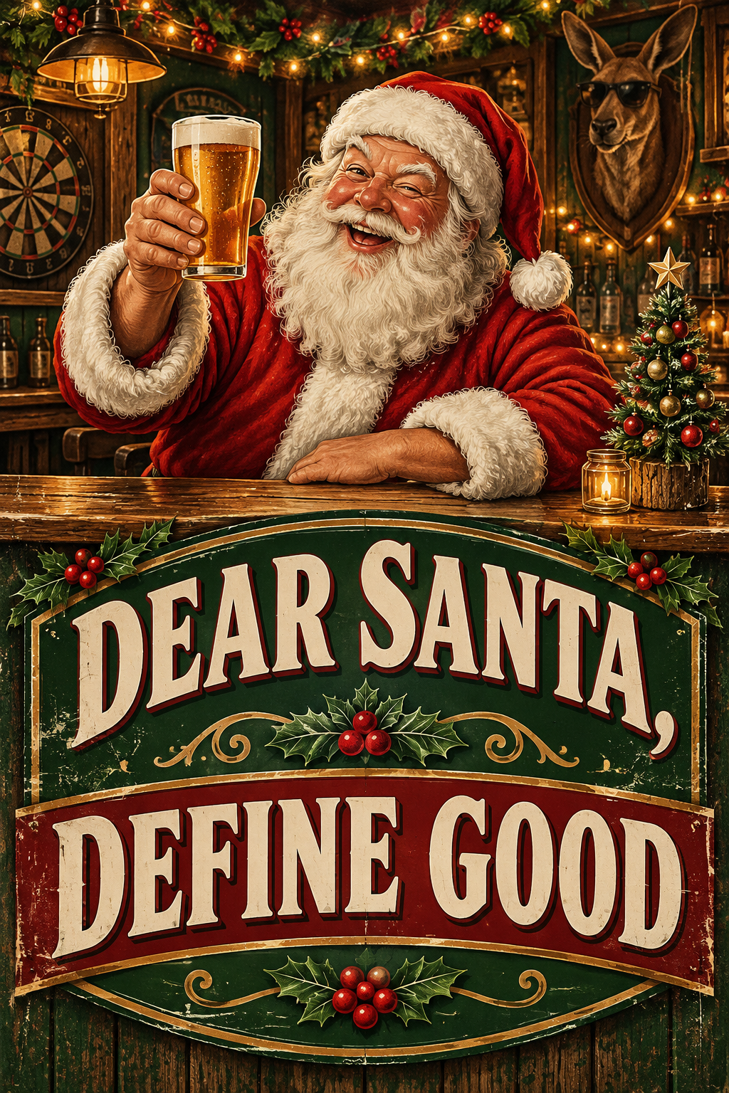 Dear Santa Define Good Christmas Man Cave Garage Bar & Shed Metal Sign