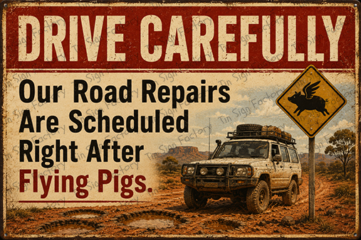 ROAD REPAIRS Home Workshop Shed Garage Bar Shop Wall Funny Safety Tin Metal Sign