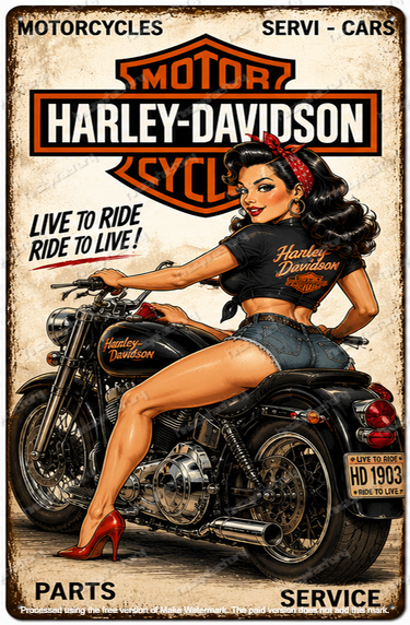 LIVE TO RIDE Tin Metal Sign Bar Pub Man Cave Garage Motorcycle Home Wall Decor - Tin Sign Factory Australia