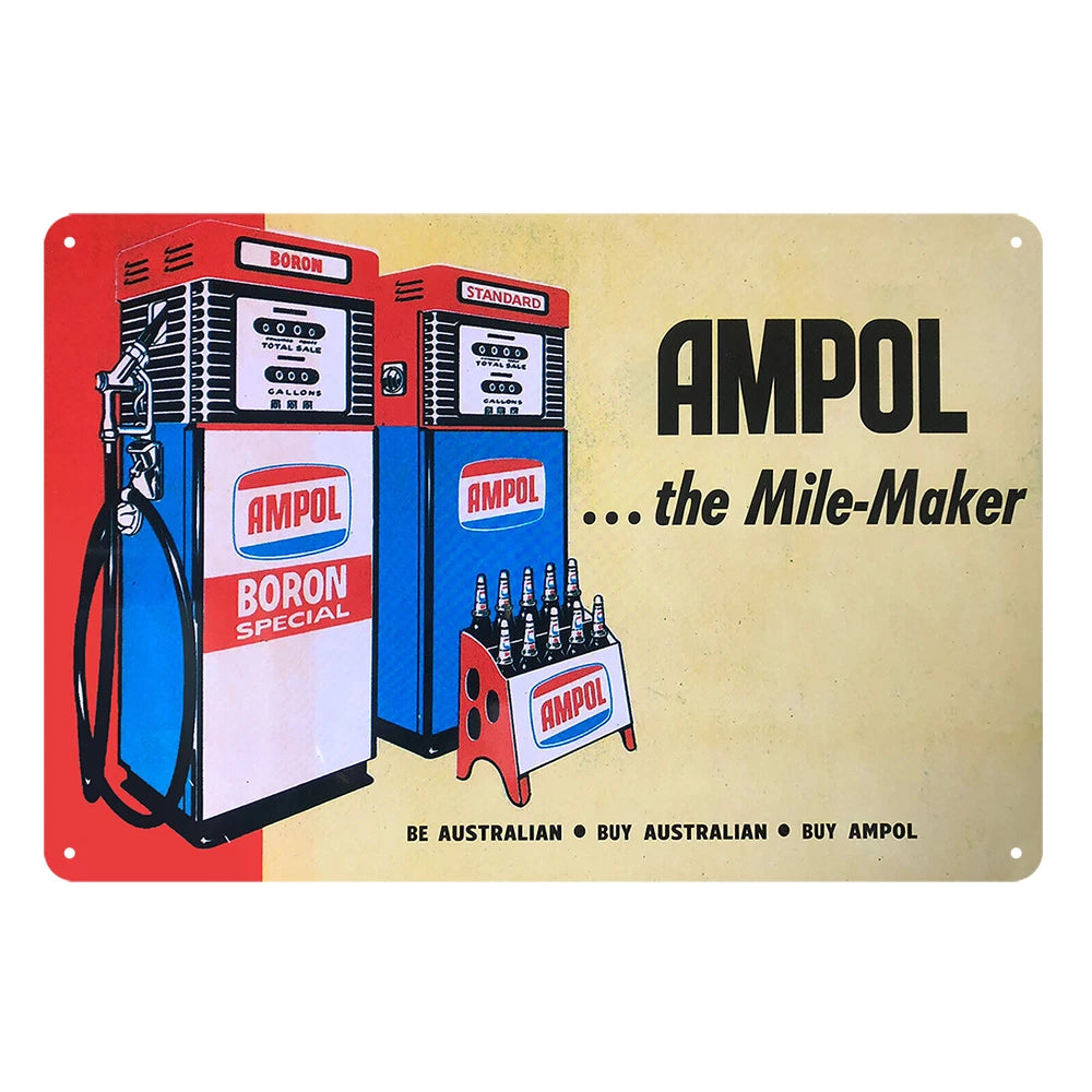3x Ampol the Mile-maker Boron Special Moto Oil Rustic Metal Sign