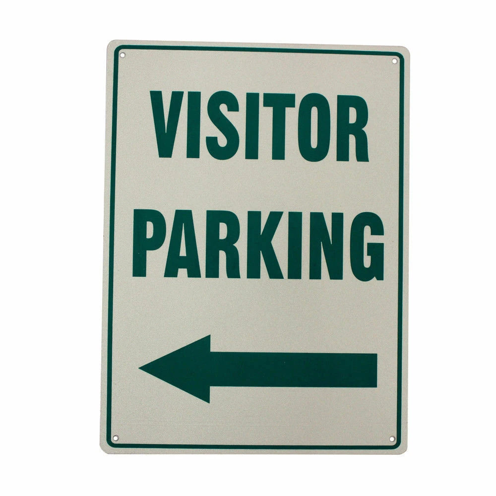 Warning Notice Visitor Parking Sign Left Arrow?Metal Sign 200x300mm - image 2