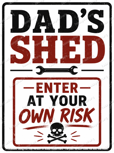 DAD'S GARAGE Home Bar Pub Man Cave Shed Garage Warning Wall Tin Metal Sign - Tin Sign Factory Australia