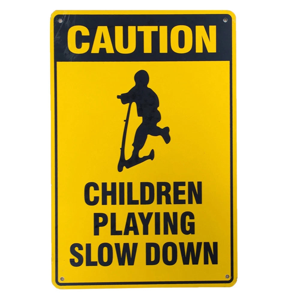 Warning Sign Caution Children Playing Slow Down 200x300mm Metal Safe