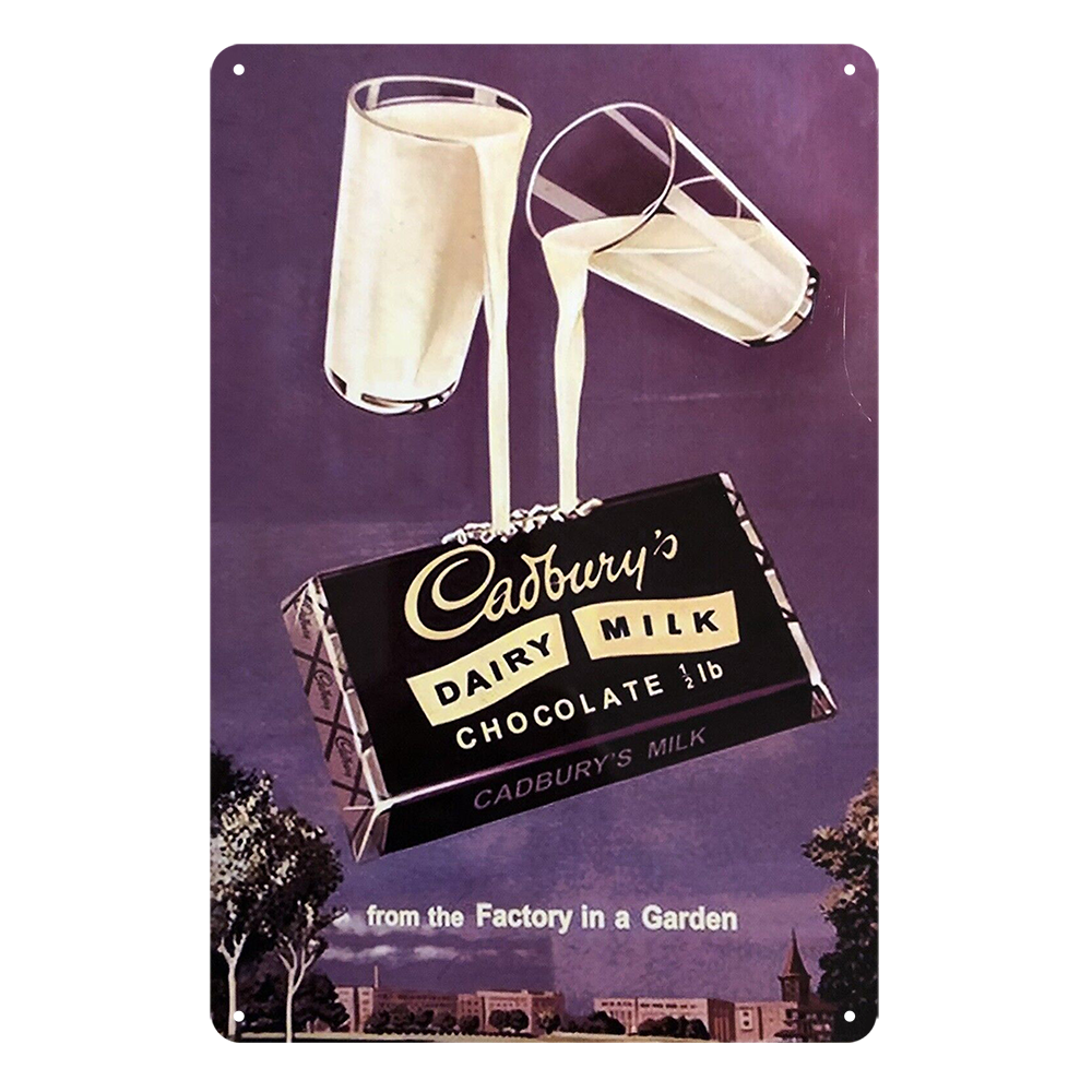 Cadbury 's Dairy Milk chocolate Tin Metal Sign Rustic Look Vintage - Tin Sign Factory Australia
