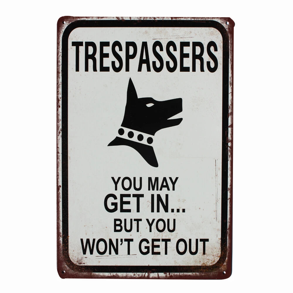 3x Tin Sign Trespassers Will Be Shot Funny 200x300mm Metal - image 3