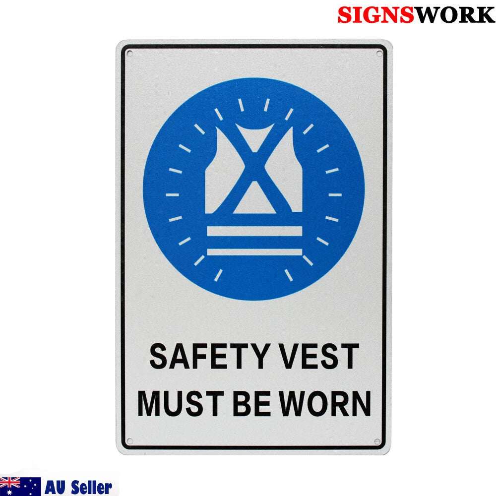 Warning Safety Vest Must Be Worn Sign 200x300mm Outdoor Workplace