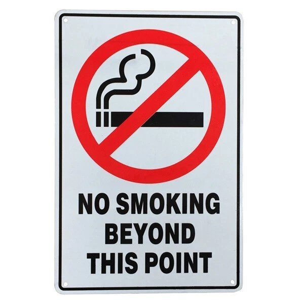 Warning Notice Sign NO SMOKING BEYOND THIS POINT 20x30cm Public Health Security - Tin Sign Factory Australia