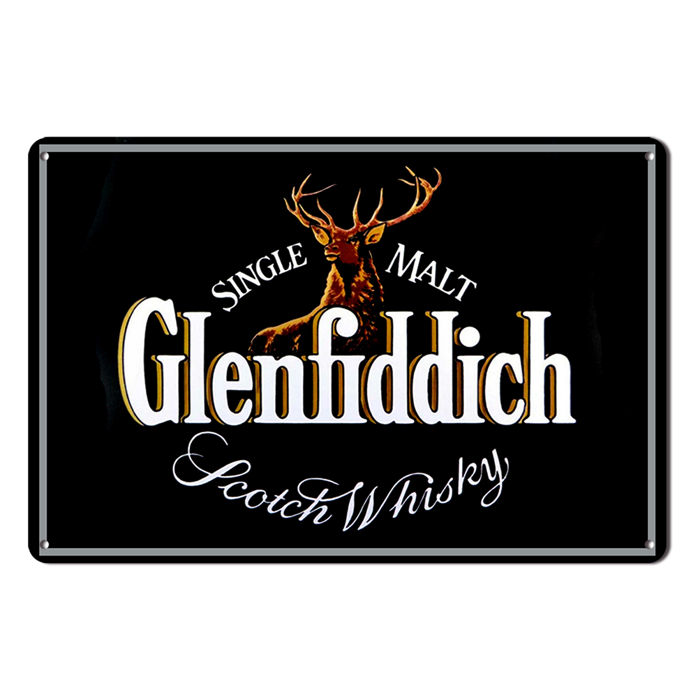 Glenfiddich Single Malt Whiskey Tin Metal Sign Rustic Look Vintage Man Cave - Tin Sign Factory Australia