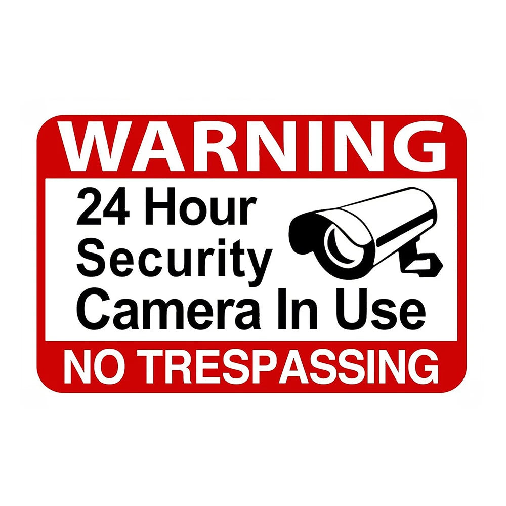 3x Warning No Trespassing 24 Hour Sercurity CCTV Rustic Metal Sign