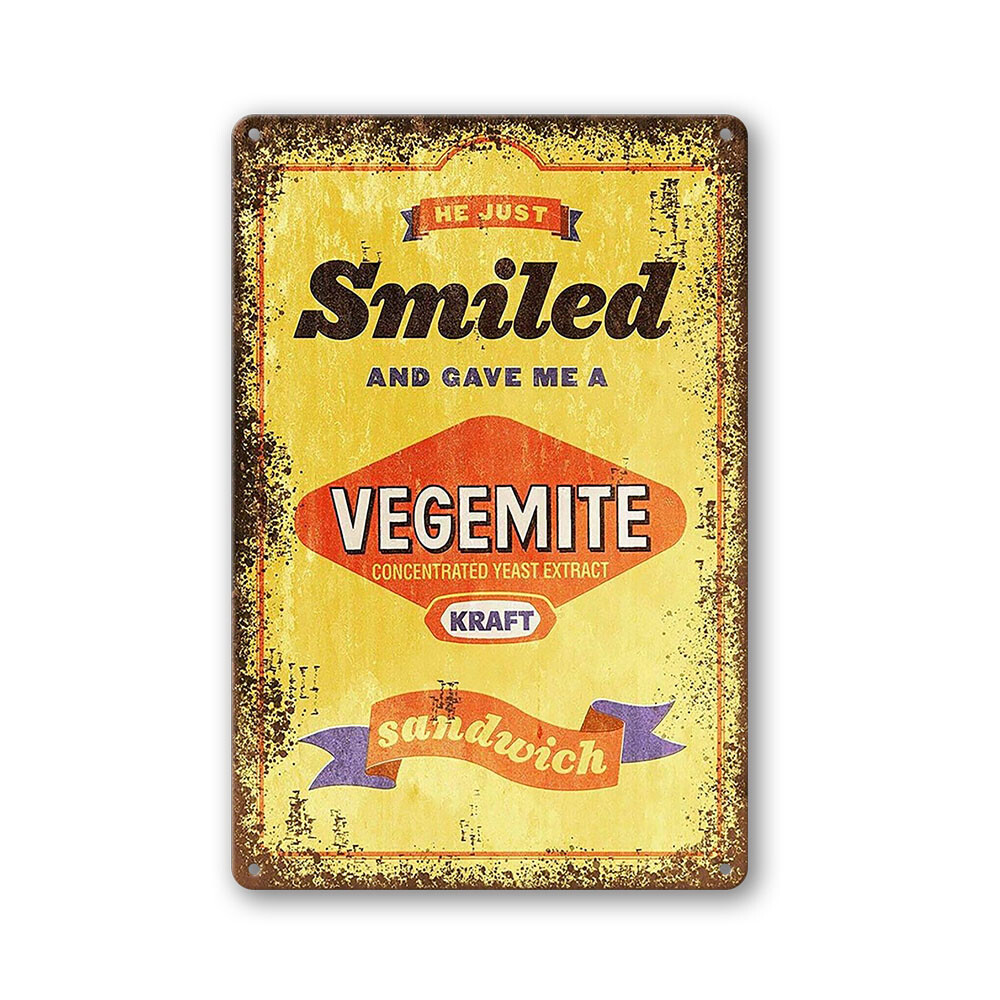 Vegemite Smiled Sandwich Kraft Metal Tin Sign Vintage Man Cave Shed Garage Bar - Tin Sign Factory Australia