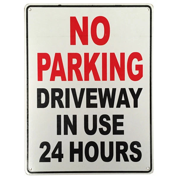 Warning Notice Sign No Parking Driveway in Use 24hr 200x300mm Metal