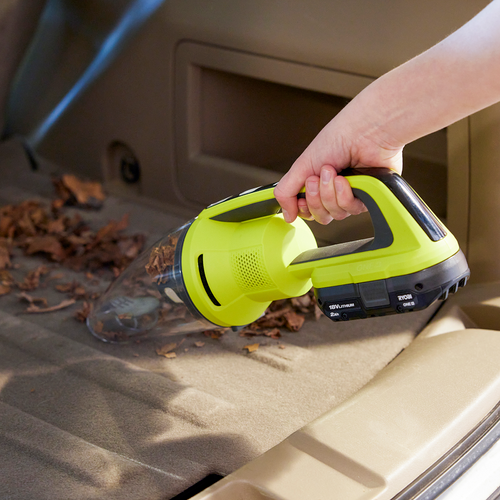 Handheld vacuum cleaner with yellow handle 