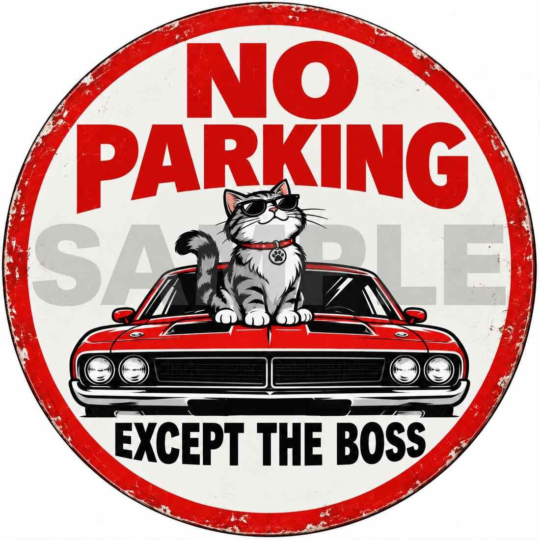No Parking Except The Boss Funny Round Metal Sign Garage Man Cave Decor