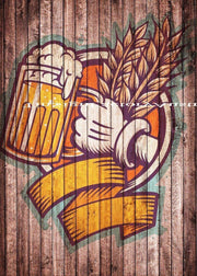 HARVEST FOR BEER PORTRAIT Wall Décor, Shed-Garage & Bar Sign Tin Metal Sign
